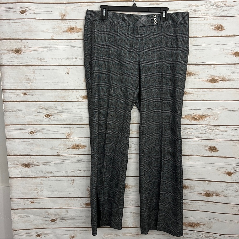 White House Black Market Gray Black Blue Plaid Bootcut Career Pants